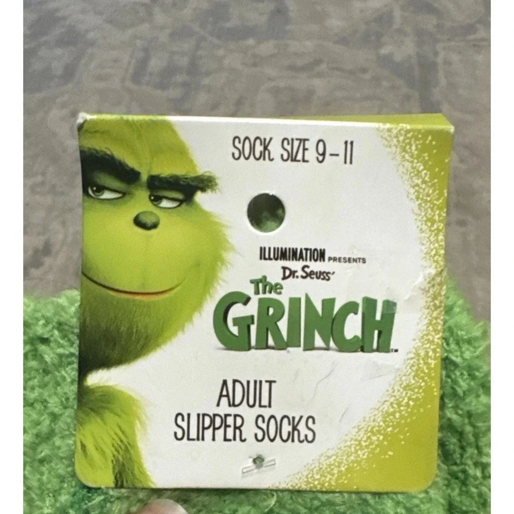 The Grinch Womens Slipper Socks 'merry Whatever' Green Non-Skid Sz 9-11 New‎